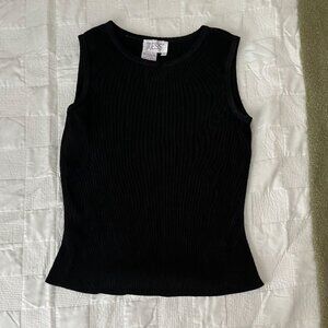 TESS Black Ribbed Sleeveless Tank - Size S